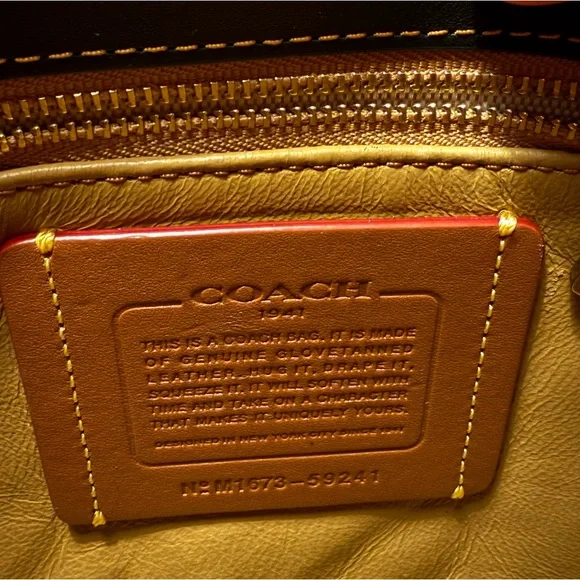 COACH 1941 Turnlock Saddle Crossbody Bag in Black Leather & Metal Braided Strap - Picture 5 of 14
